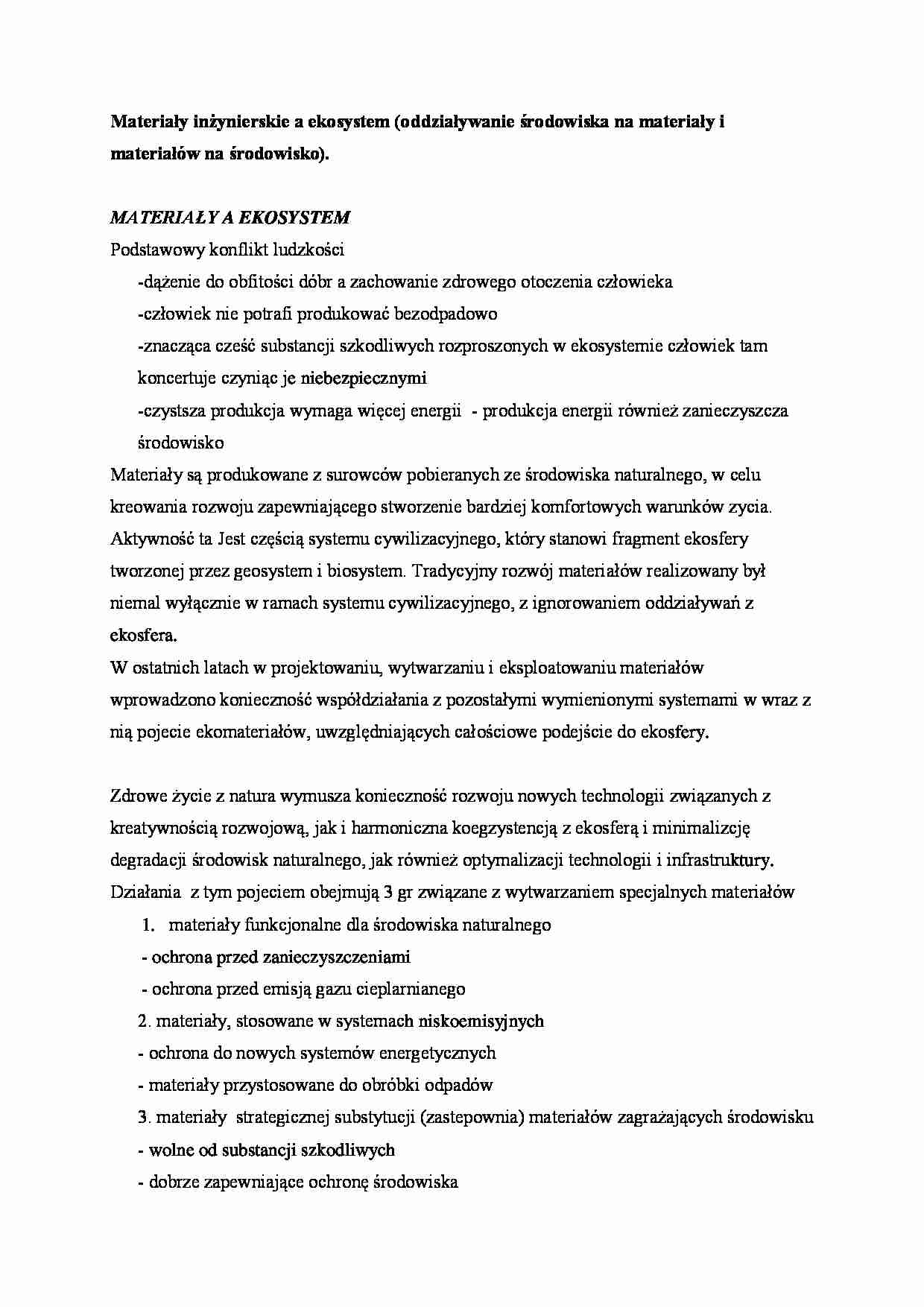 Materiały inżynierskie, a ekosystem. - strona 1