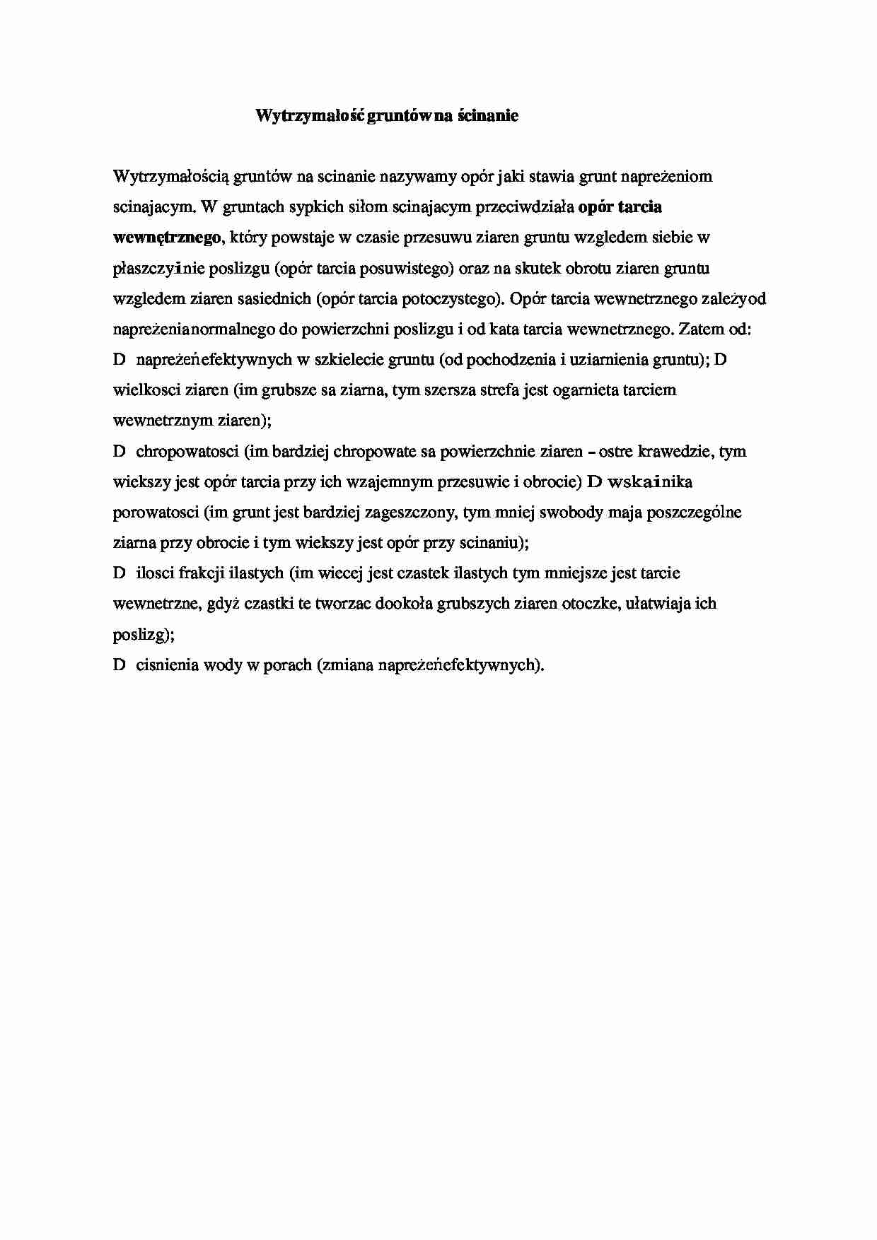Wytrzymałość gruntów na ścinanie - omówienie - strona 1