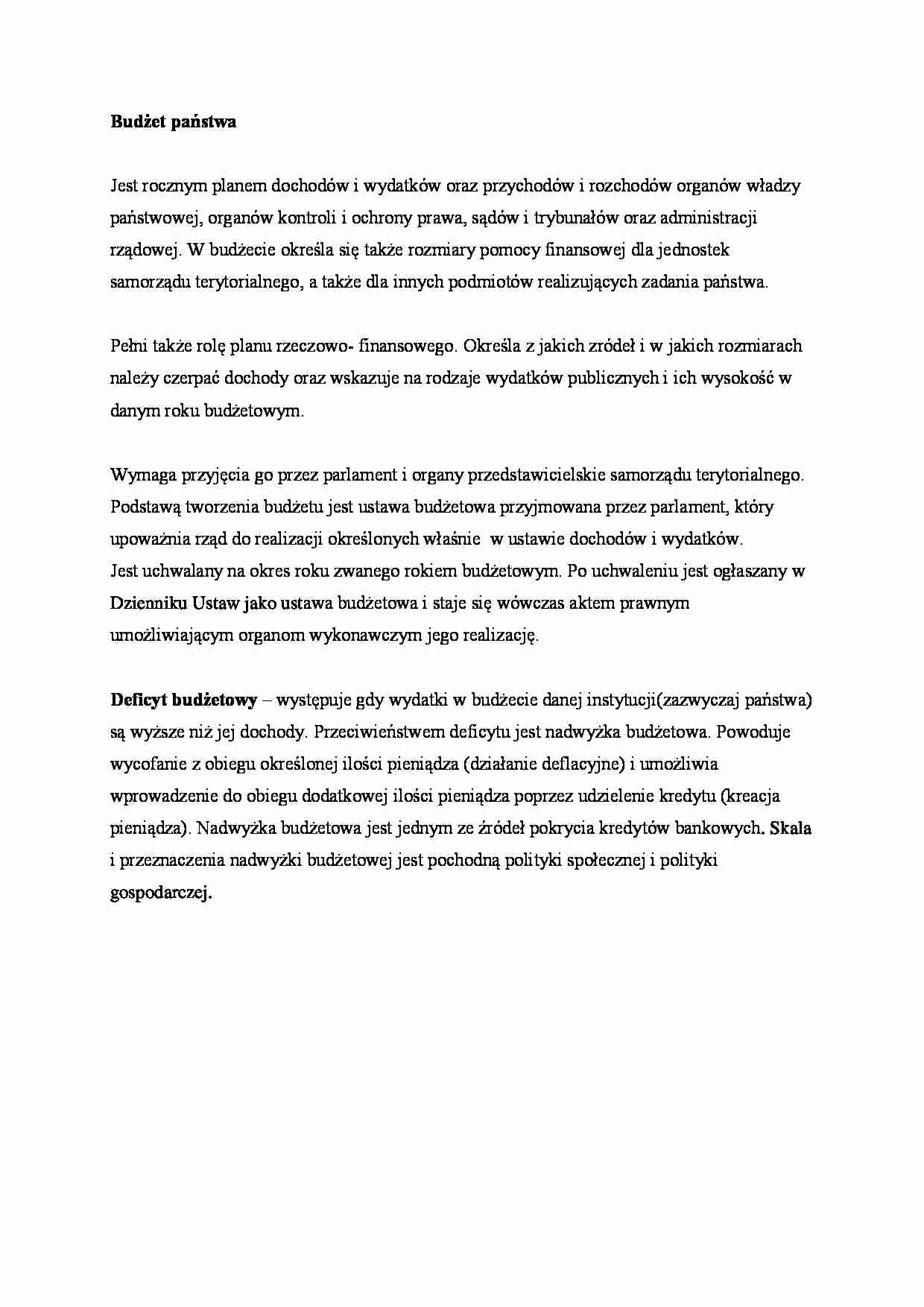 Budżet państwa  - omówienie - strona 1