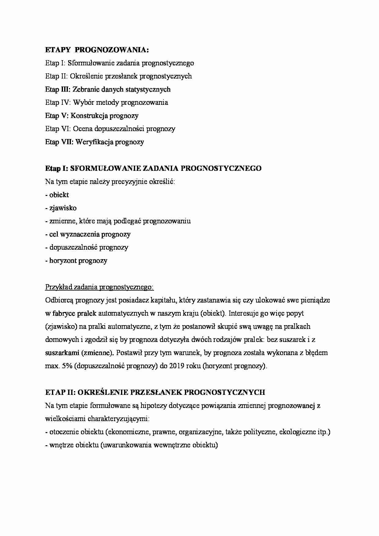 Etapy prognozowania - omówienie - strona 1