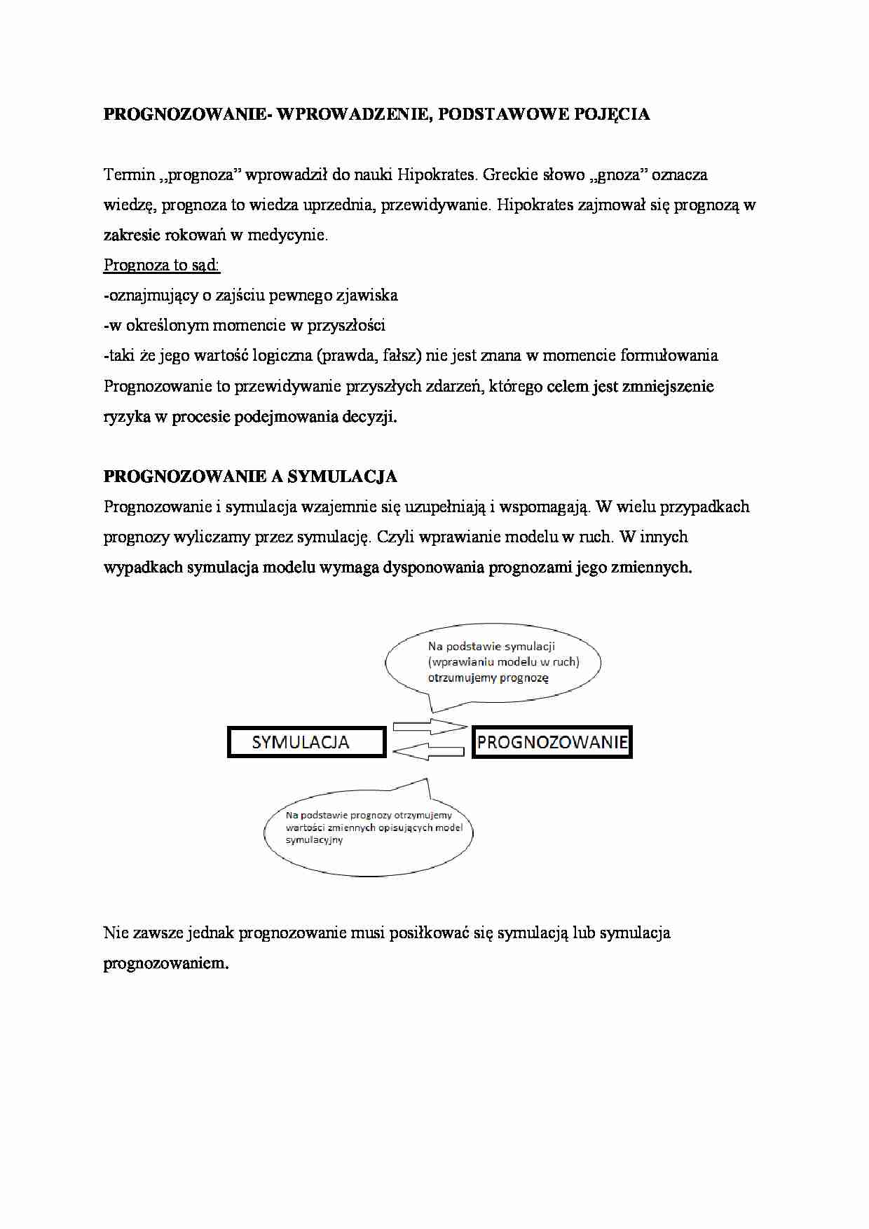 Prognozowanie - wprowadzenie i podstawowe pojęcia. - strona 1