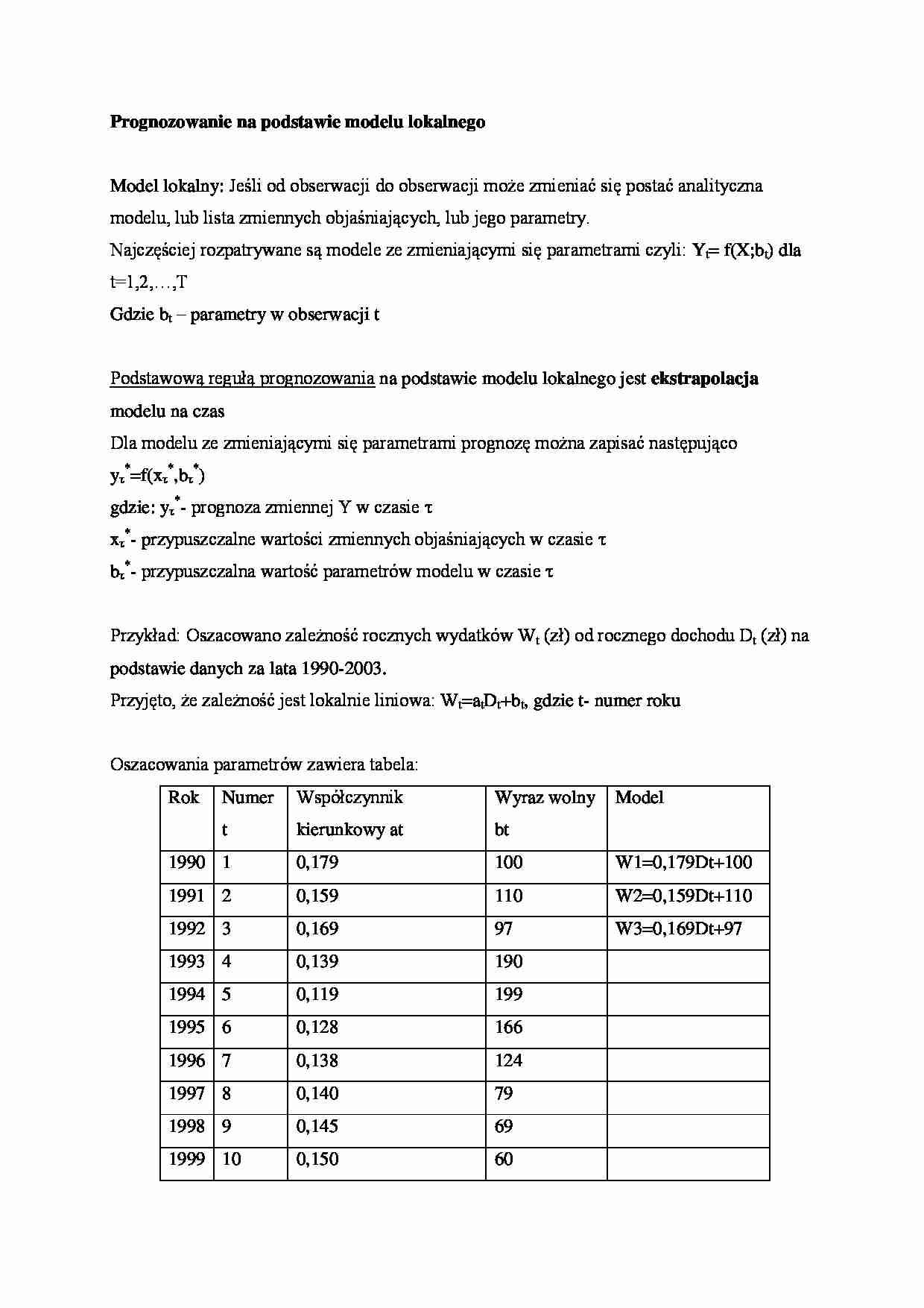Prognozowanie na podstawie modelu lokalnego  - omówienie - strona 1