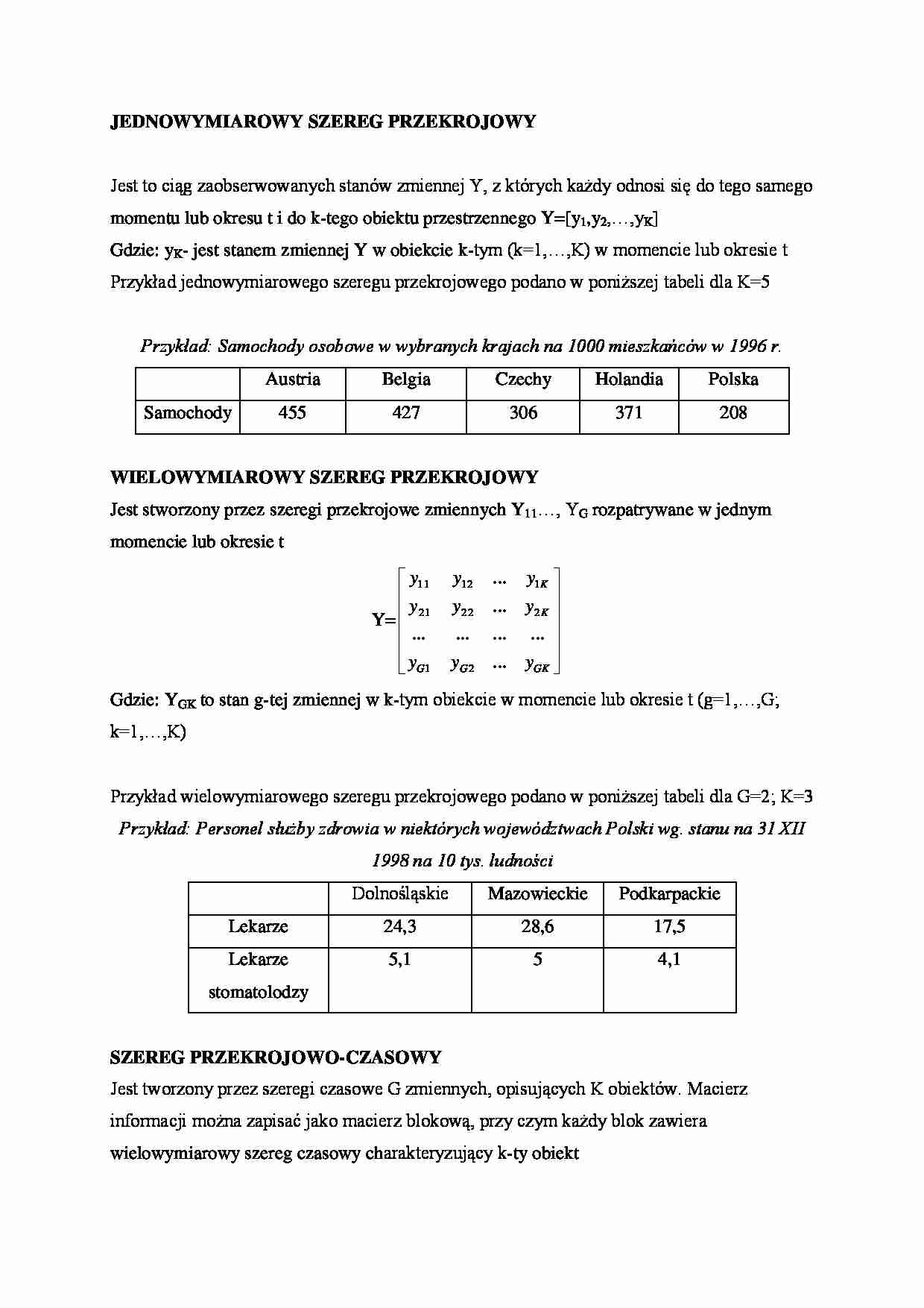 Szeregi przekrojowe - omówienie  - strona 1