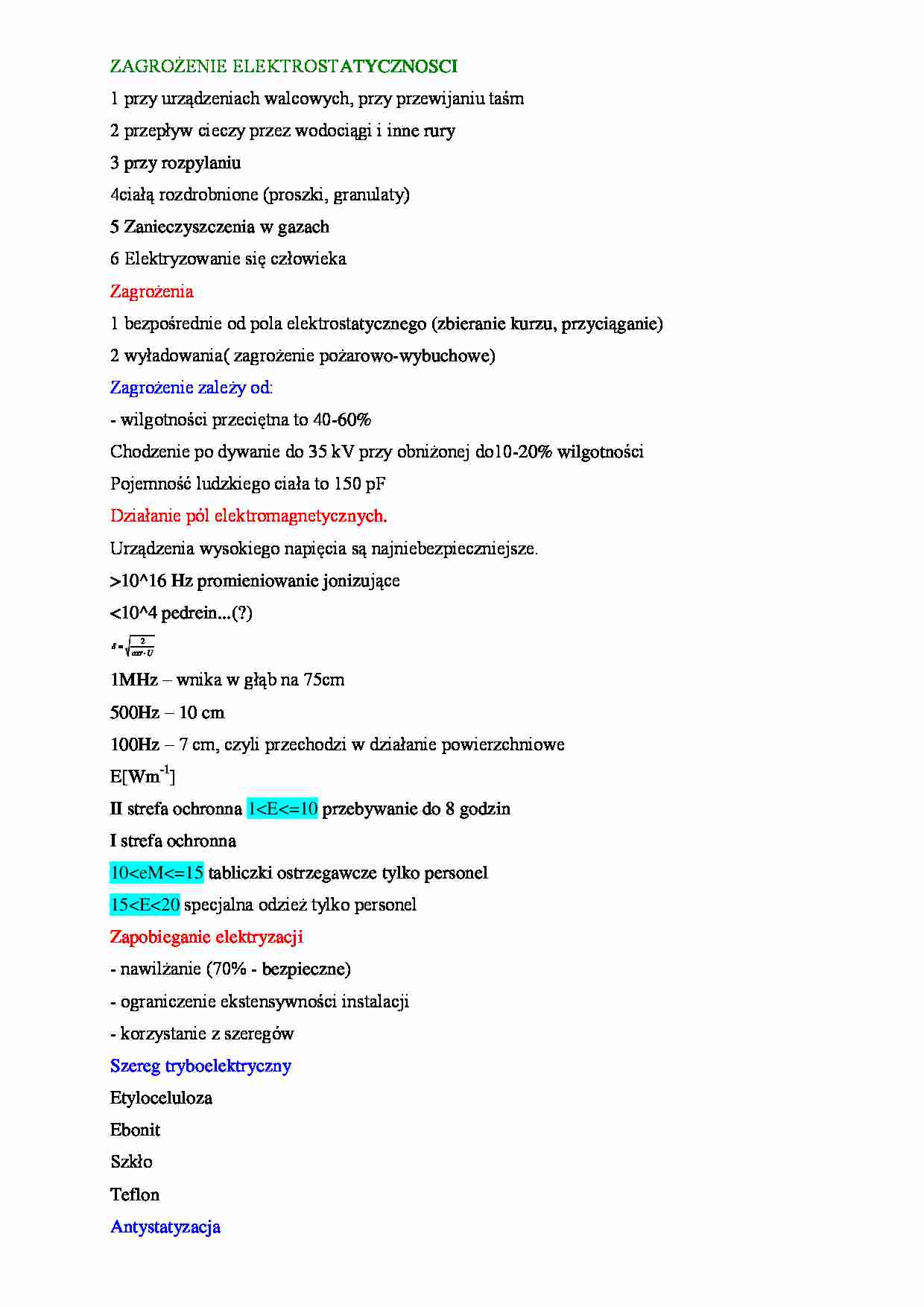 Zagrożeń elektrostatyczności - omówienie - strona 1