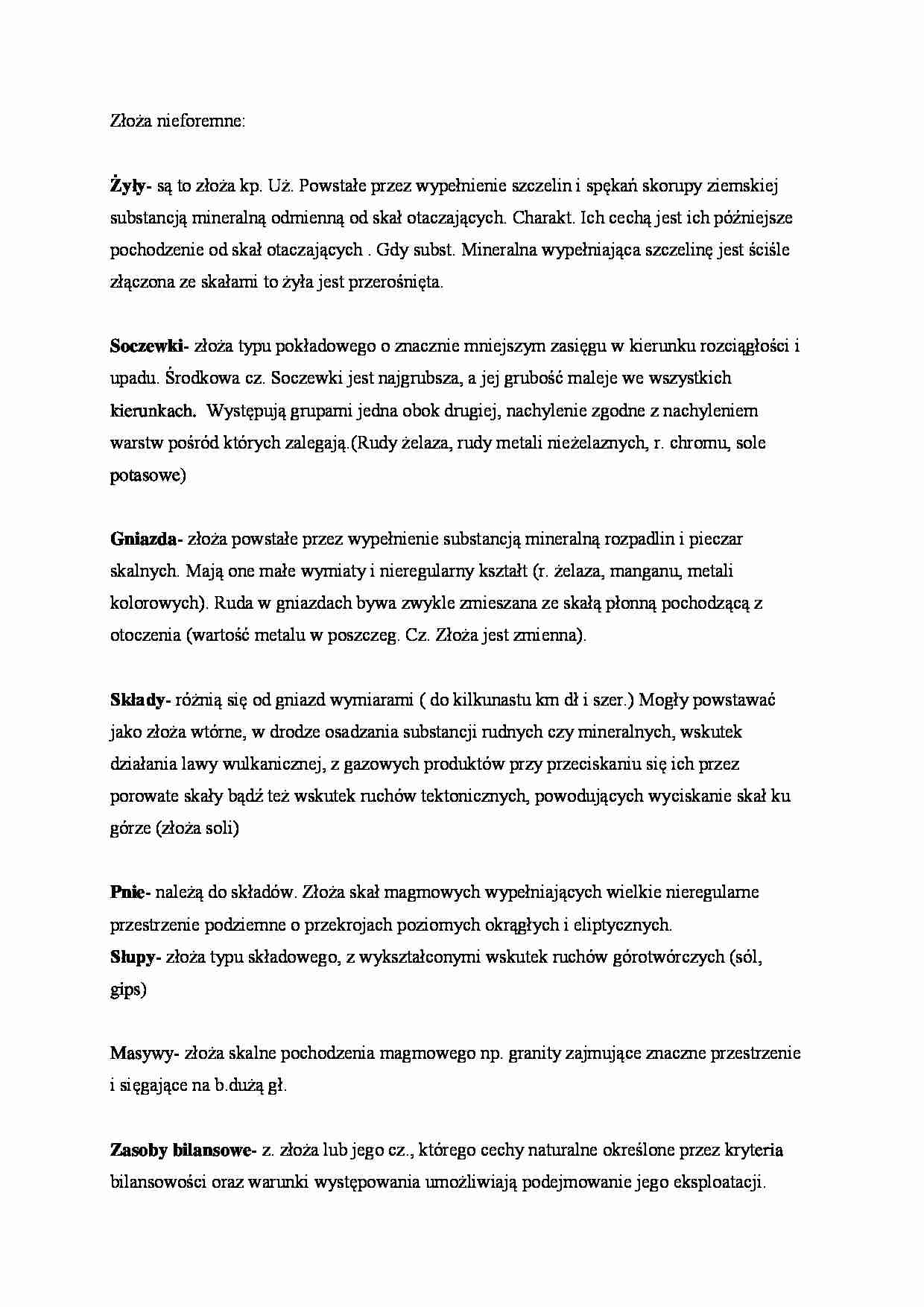  Złoża nieforemne - omówienie  - strona 1