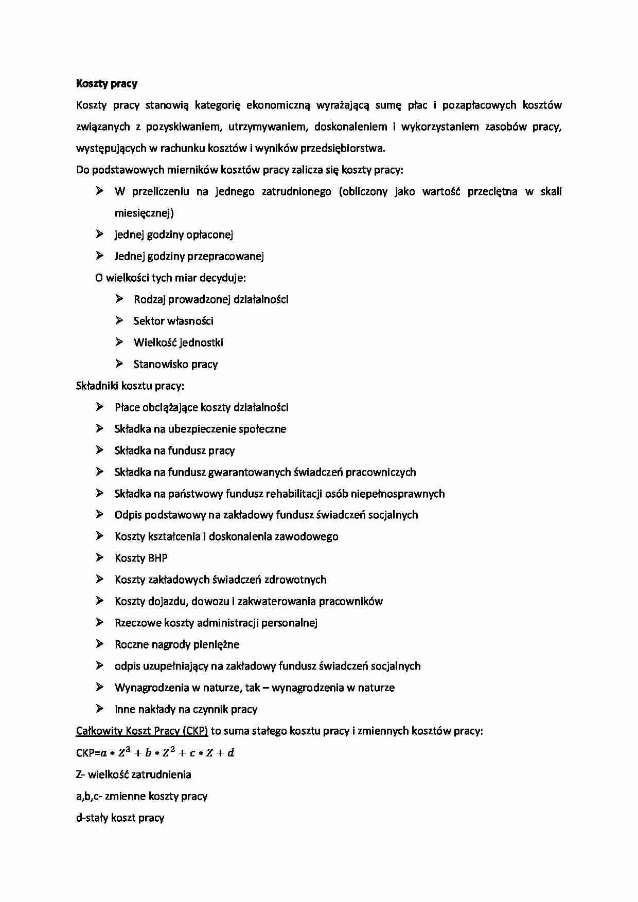 Koszty pracy - omówienie  - strona 1