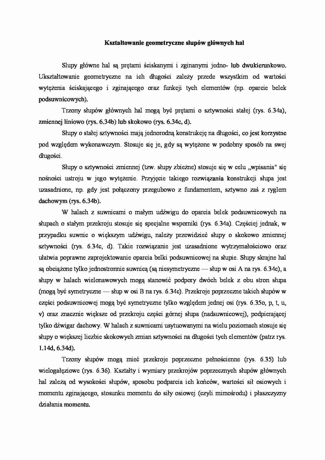 Kształtowanie geometryczne słupów głównych hal - wykład - strona 1