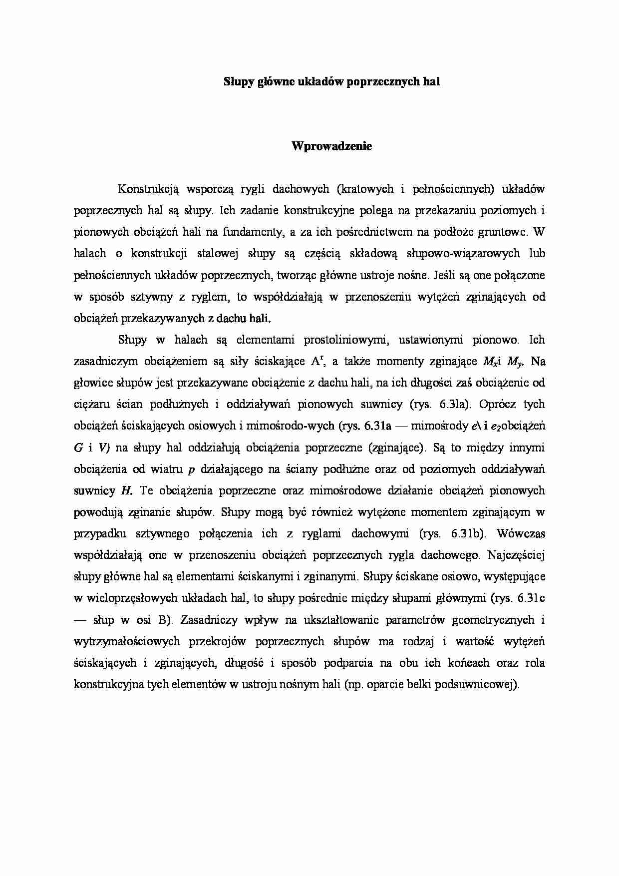 Słupy główne układów poprzecznych hal - wykład - strona 1