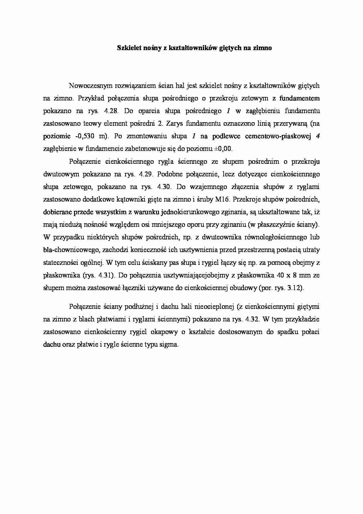 Szkielet nośny z kształtowników giętych na zimno - wykład - strona 1