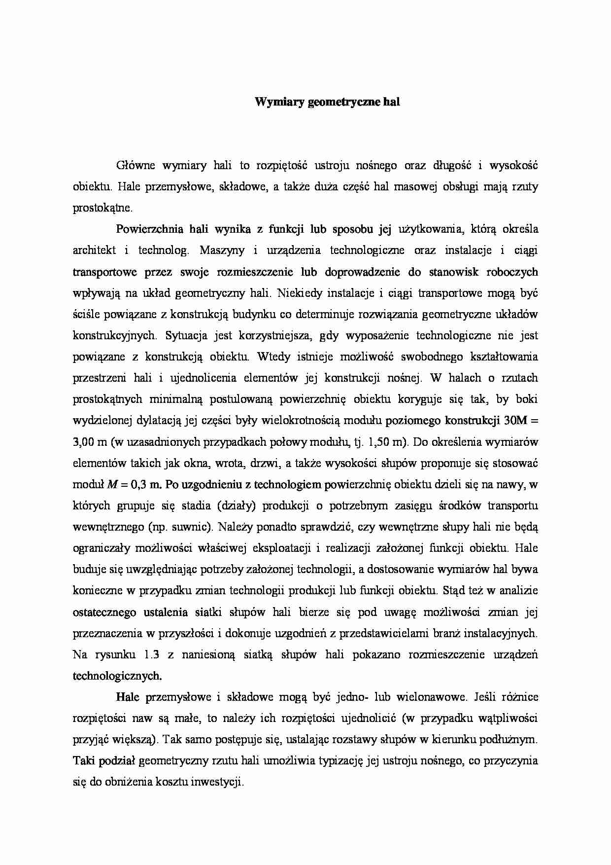 Wymiary geometryczne hal - wykład - strona 1