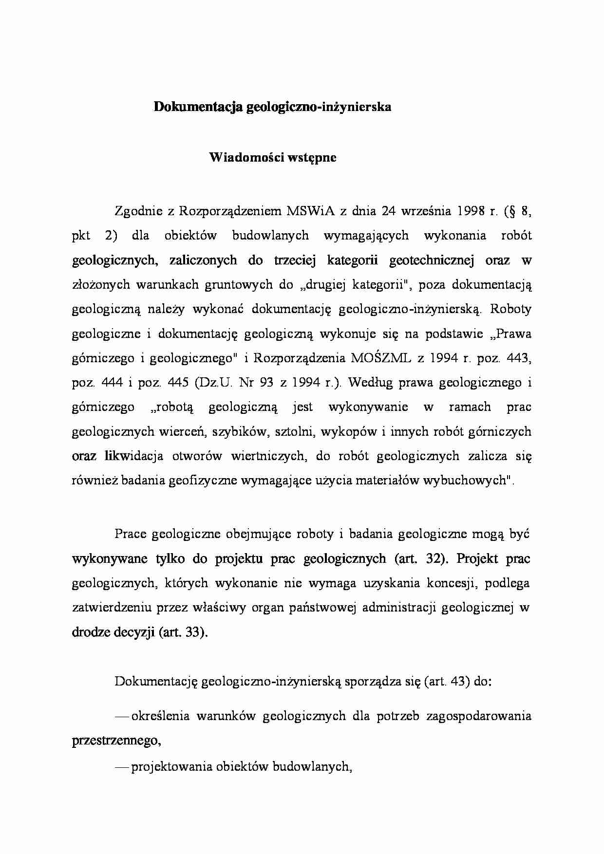 Dokumentacja geologiczno-inżynierska - wykład - strona 1