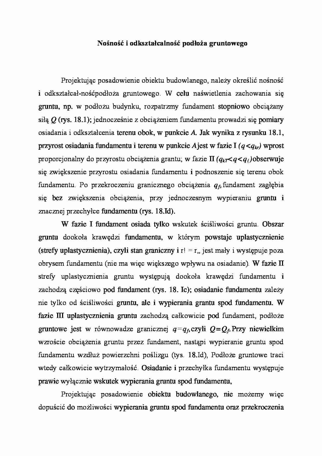 Nośność i odkształcalność podłoża gruntowego - wykład - strona 1