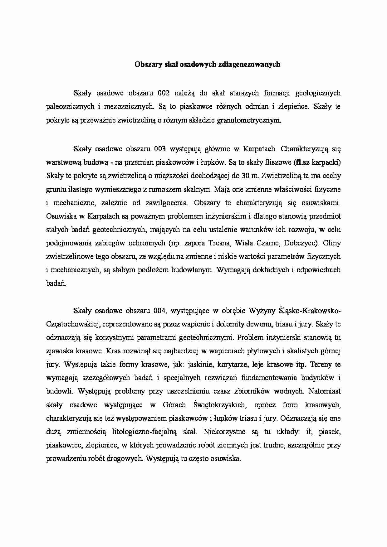 Obszary skał osadowych zdiagenezowanych - wykład - strona 1
