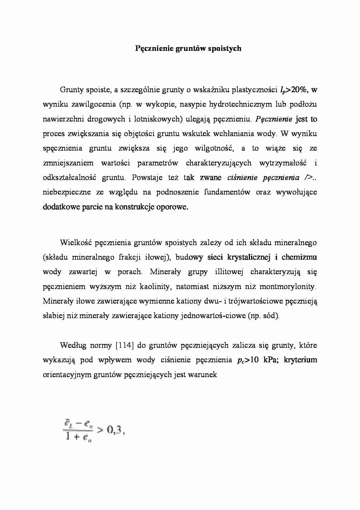 Pęcznienie gruntów spoistych - wykład - strona 1