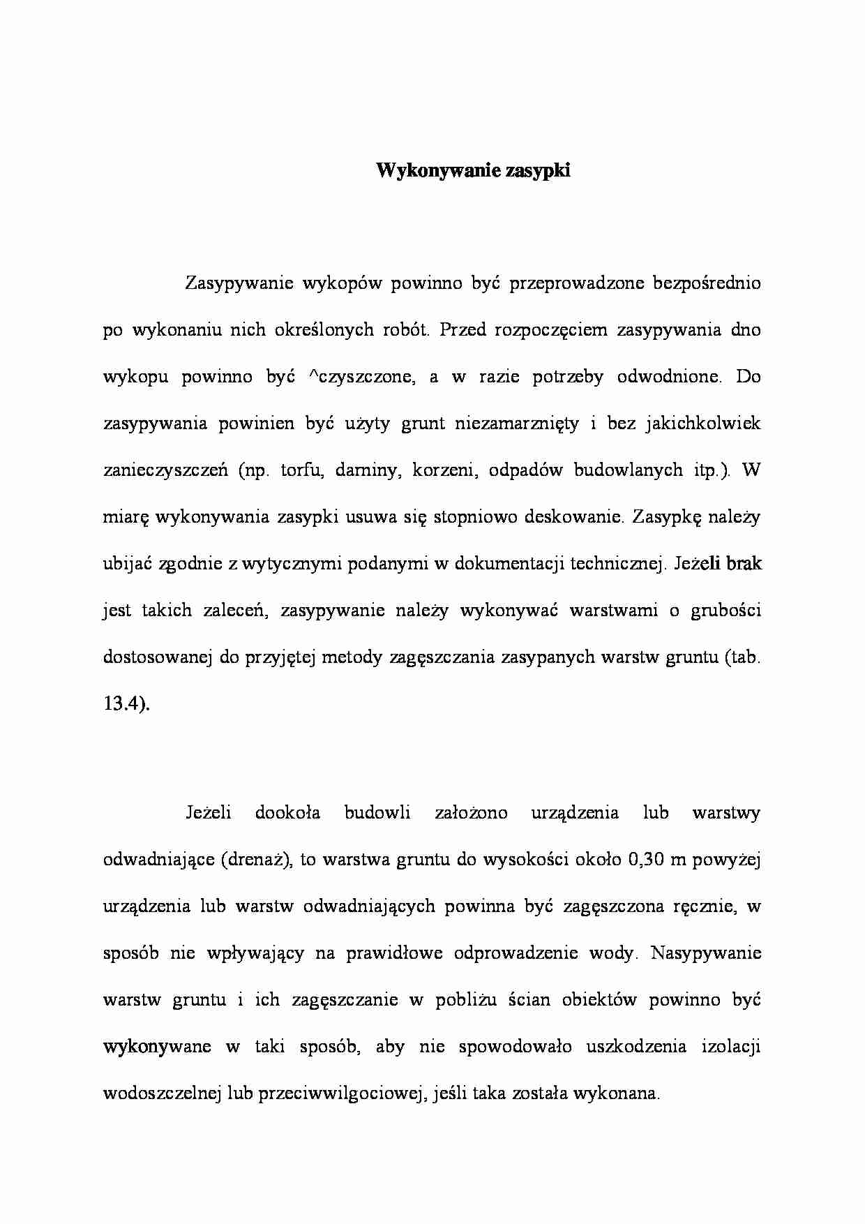 Wykonywanie zasypki - wykład - strona 1