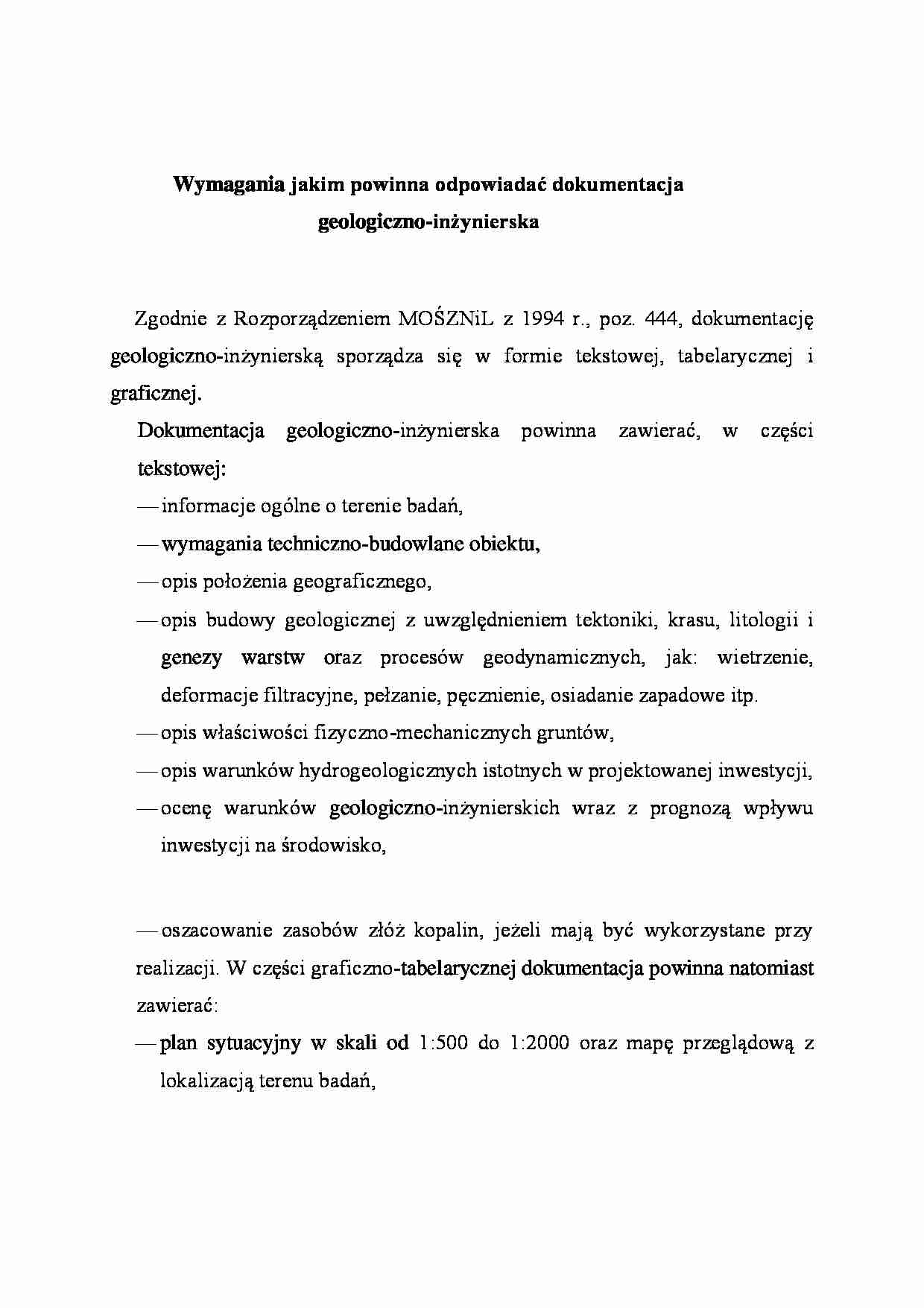 Wykład - dokumentacja geologiczno-inżynierska - strona 1