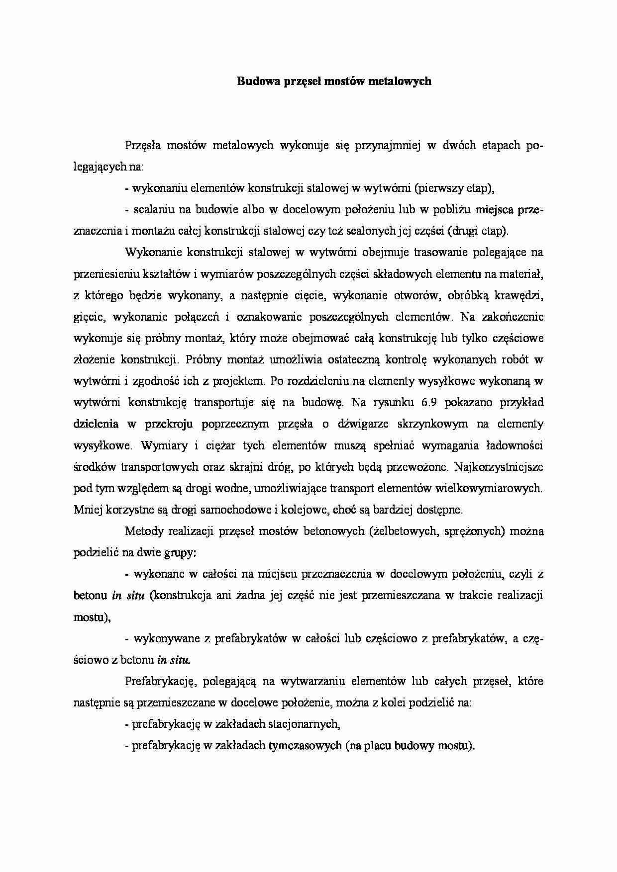 Budowa przęseł mostów metalowych - wykład - strona 1