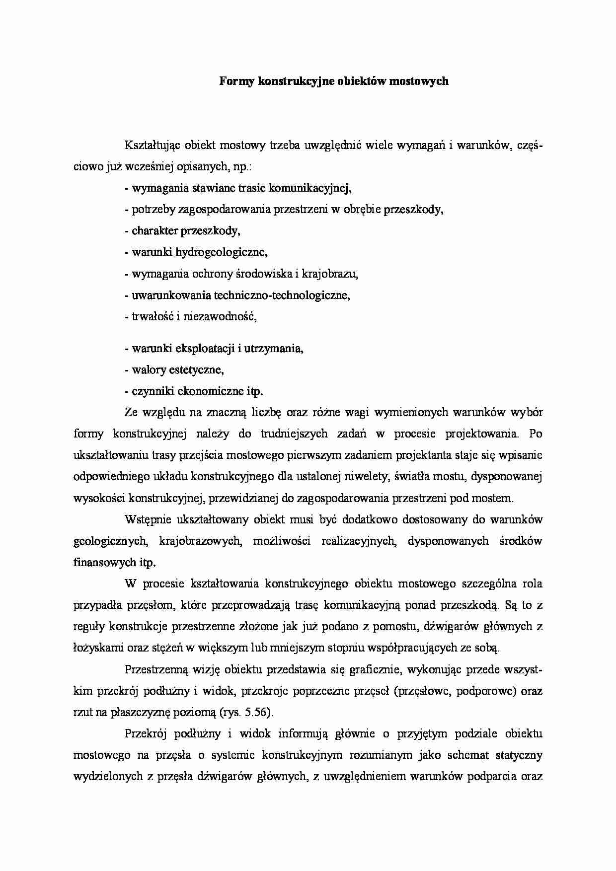 Formy konstrukcyjne obiektów mostowych - wykład - strona 1