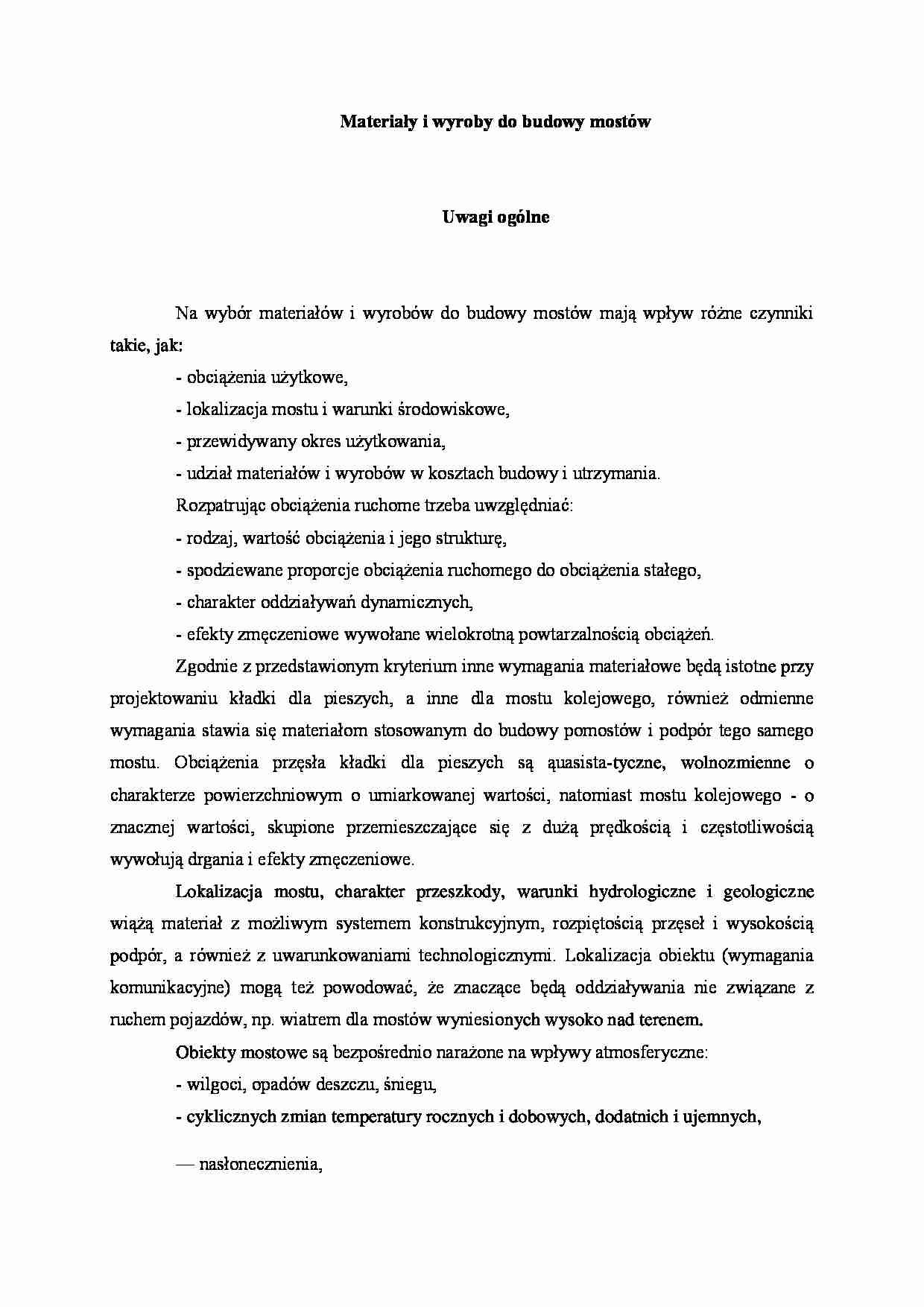 Materiały i wyroby do budowy mostów - wykład - strona 1