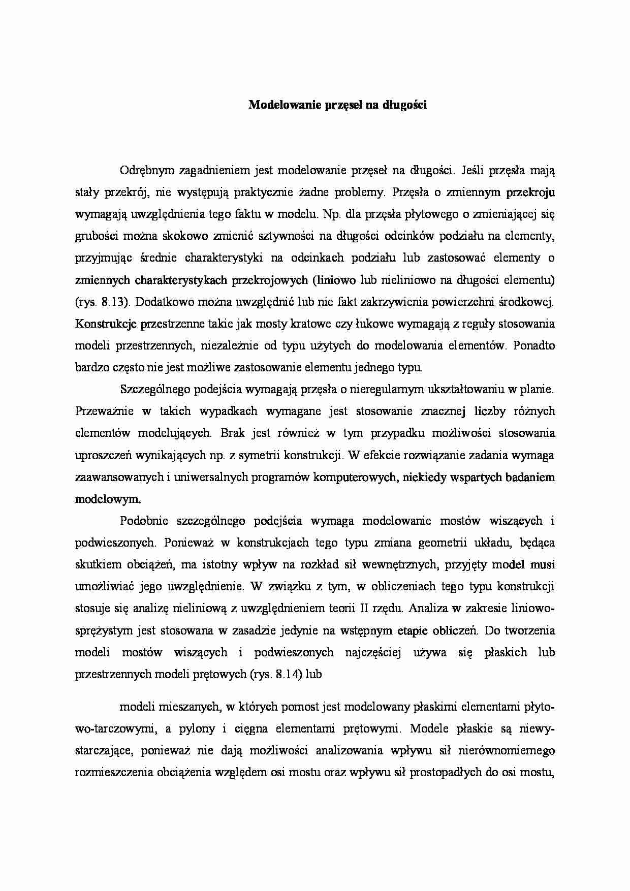Modelowanie przęseł na długości - wykład - strona 1