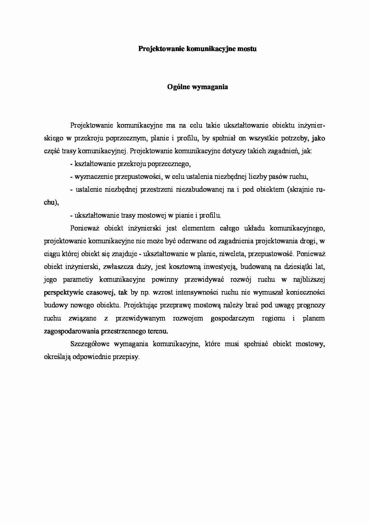 Projektowanie komunikacyjne mostu - wykład - strona 1