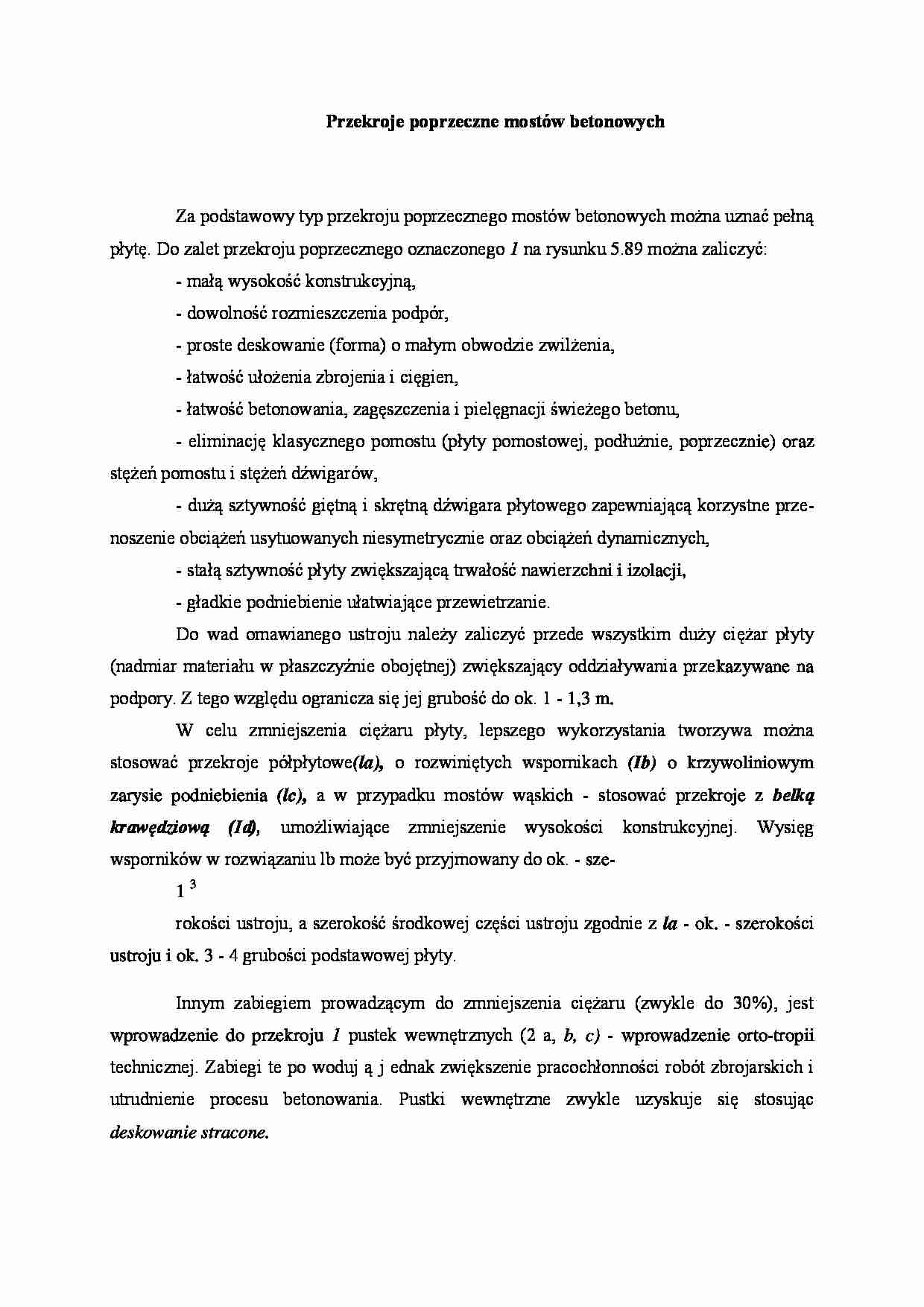 Przekroje poprzeczne mostów betonowych - wykład - strona 1