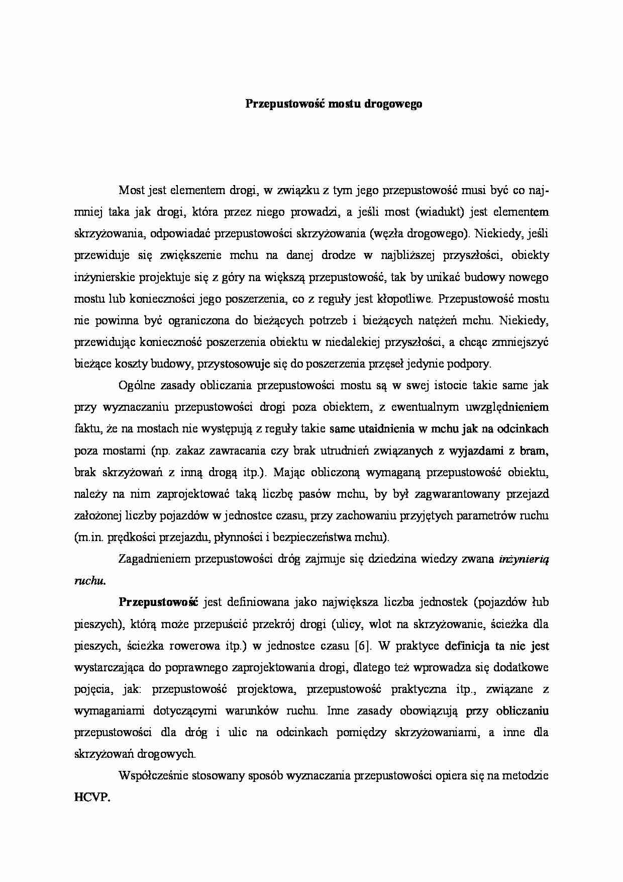 Przepustowość mostu drogowego - wykład - strona 1