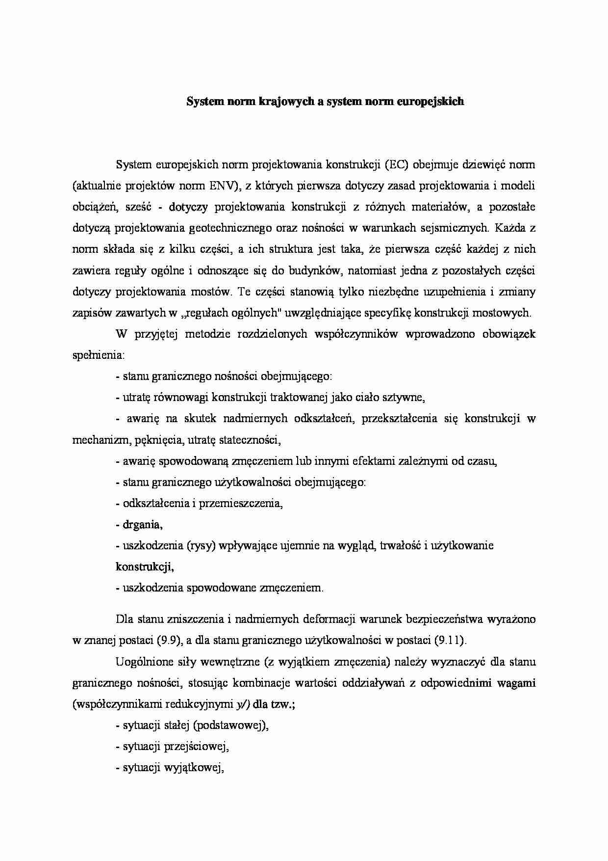 System norm krajowych a system norm europejskich - wykład - strona 1