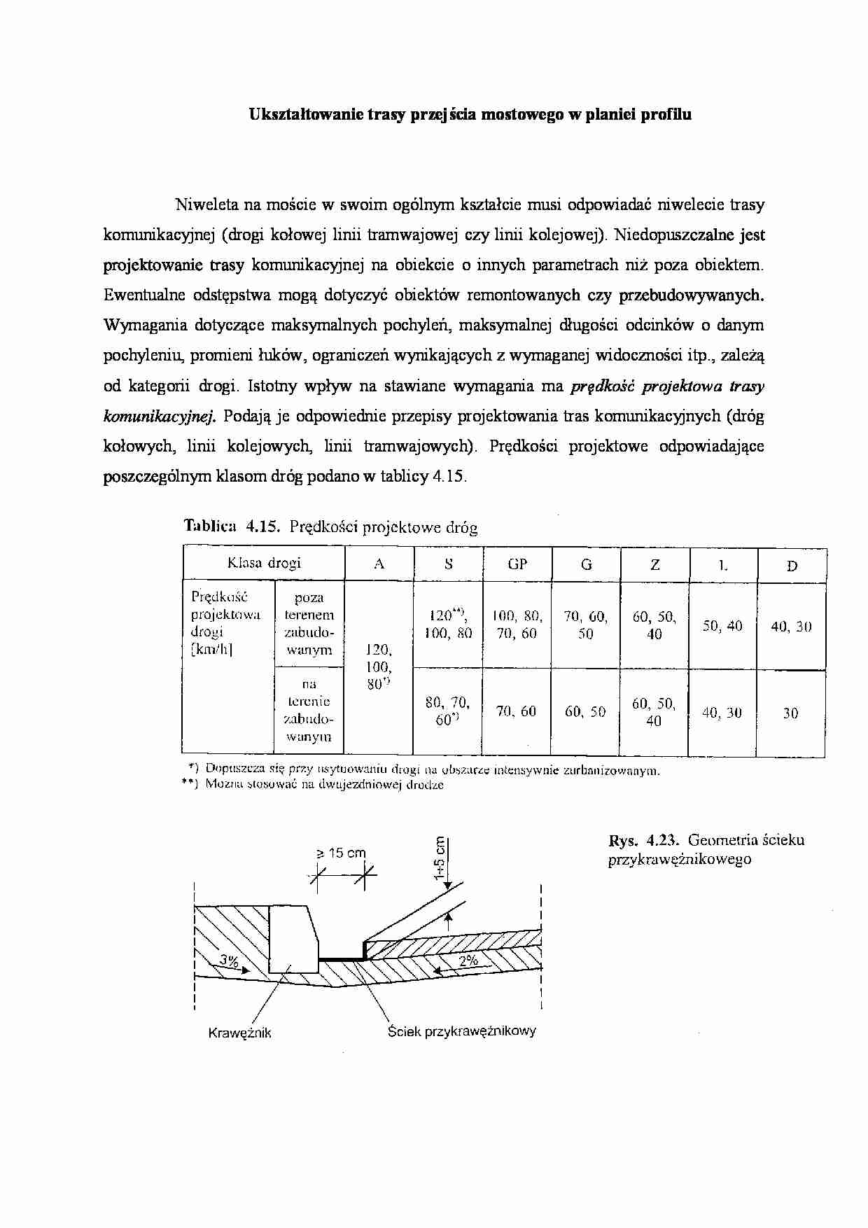 Ukształtowanie trasy przejścia mostowego w planie i profilu - wykład - strona 1