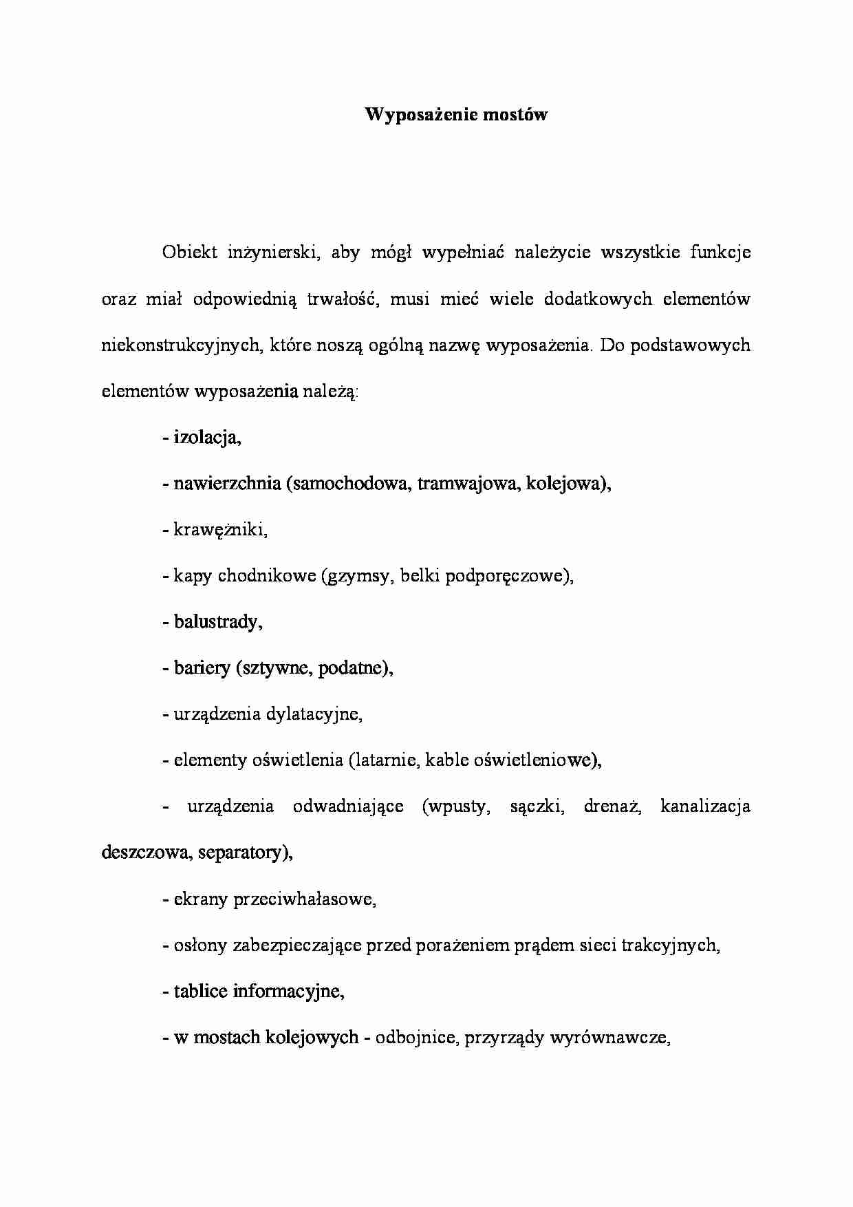 Wyposażenie mostów - wykład - strona 1