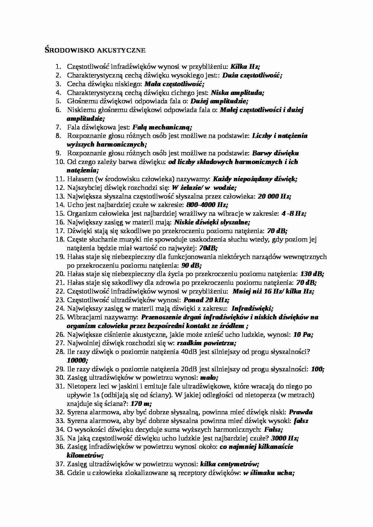 Środowisko akustyczne-pytania i odpowiedzi  - strona 1