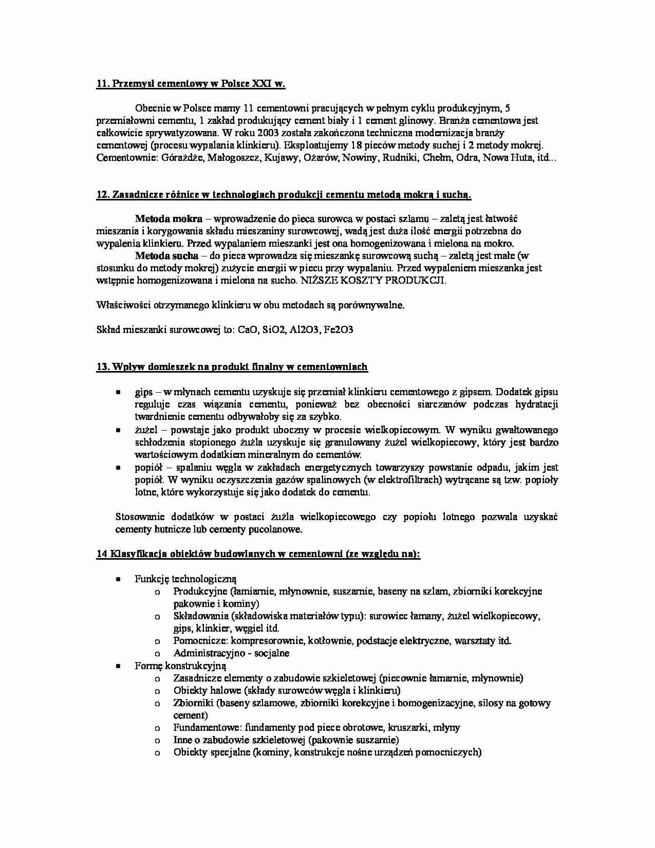 Przemysł cementowy w Polsce XXI w. -opracowanie - strona 1