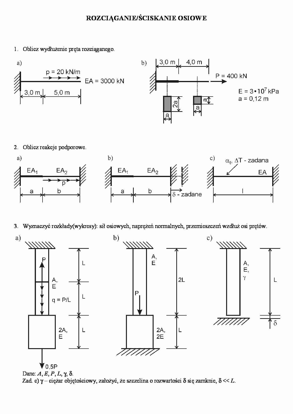 Rozciąganie i ściskanie osiowe-zadania - strona 1