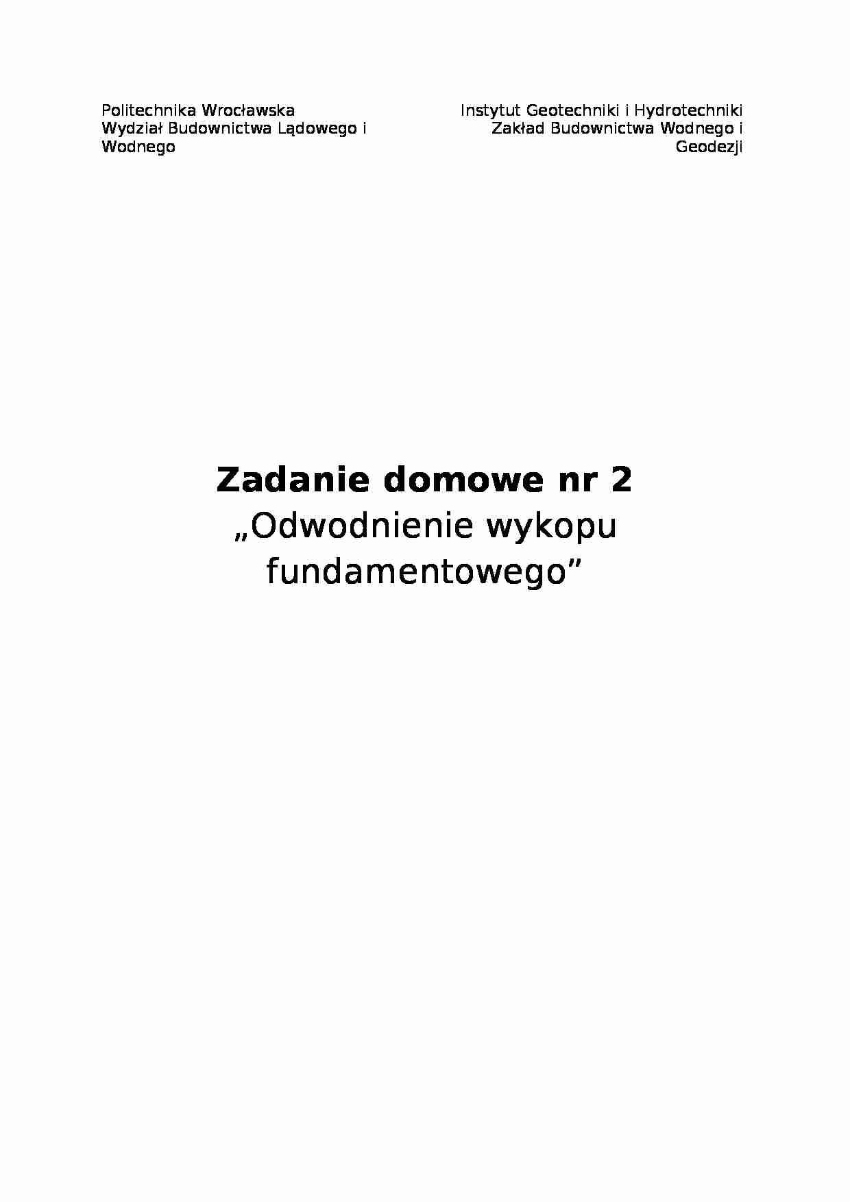 Odwodnienie wykopu fundamentowego-opracowanie - strona 1