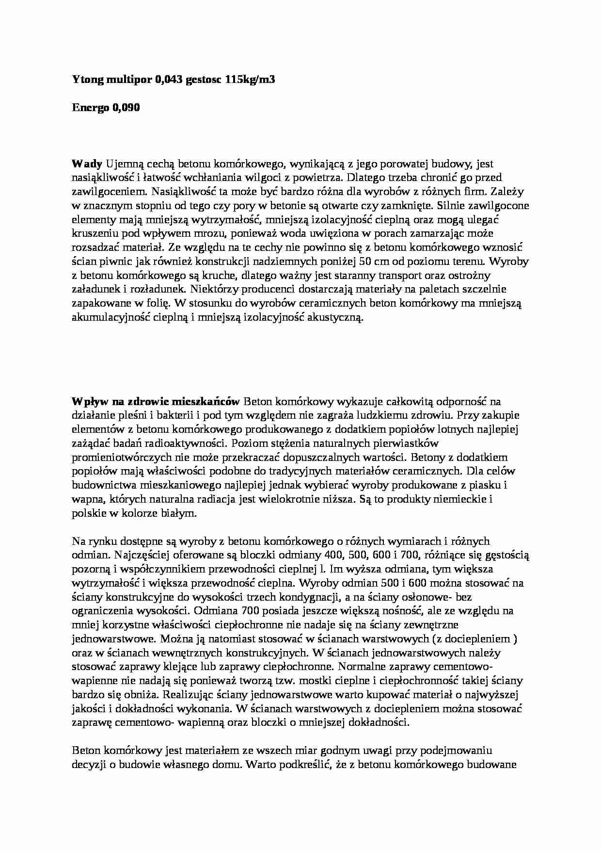 Beton komórkowy-opracowanie - strona 1