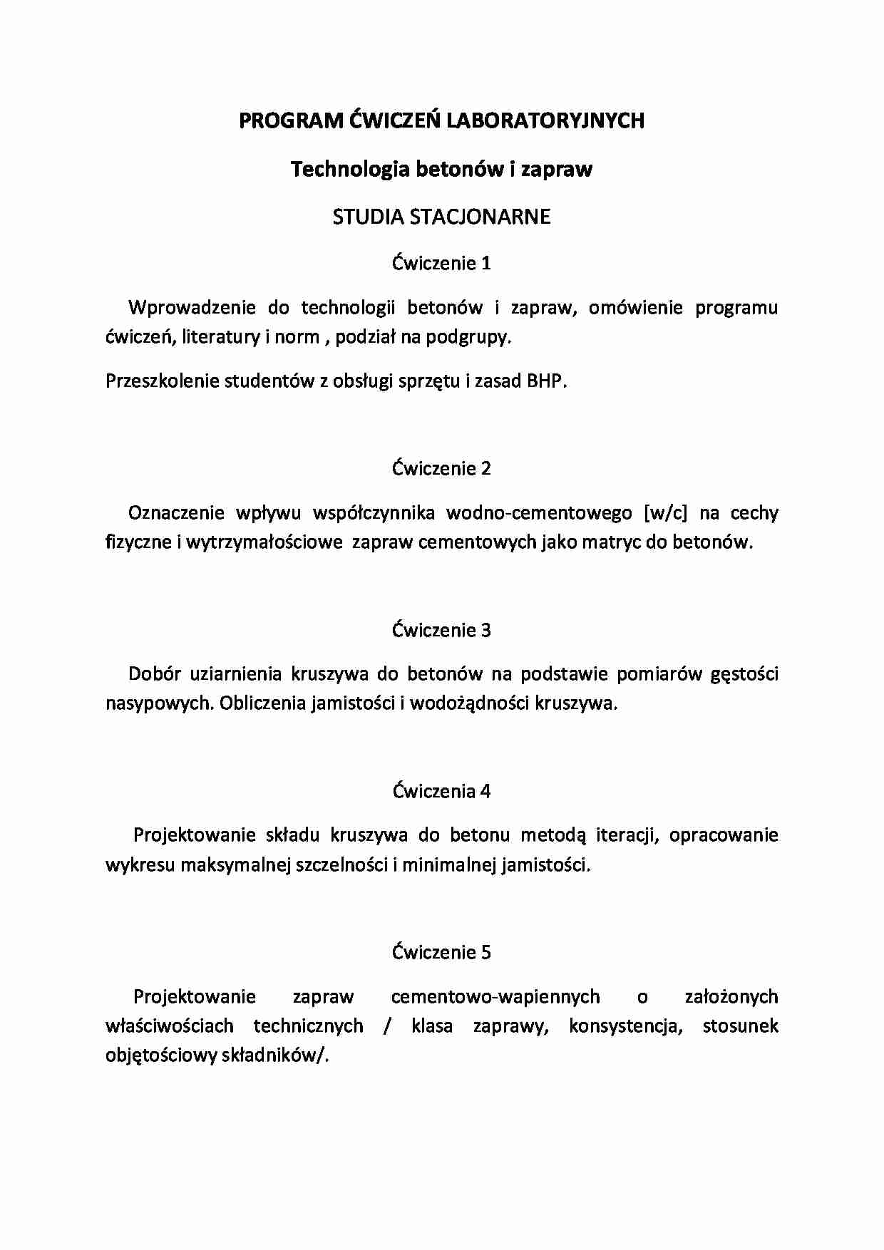 Technologia betonów i zapraw-zagadnienia - strona 1