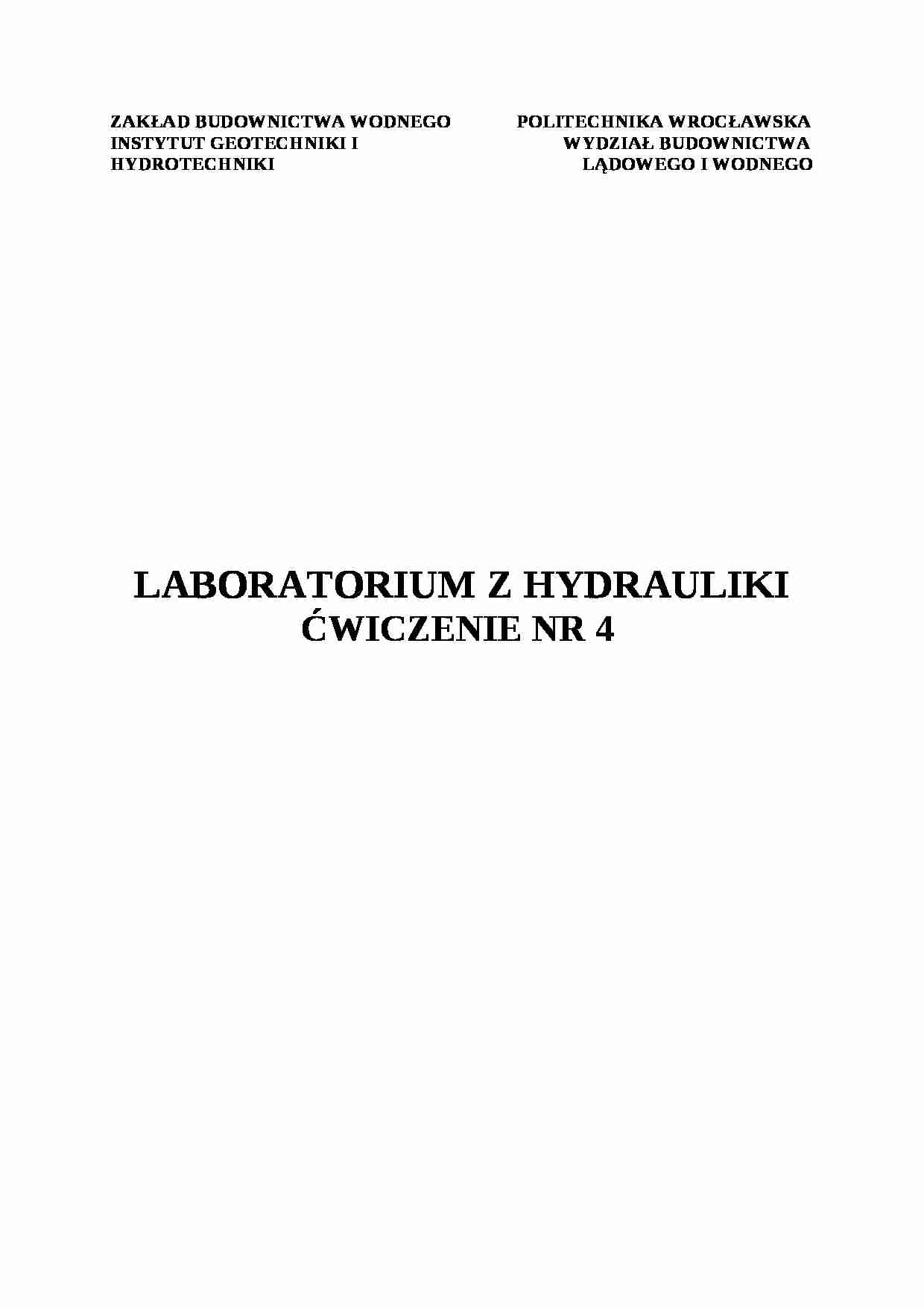 Wyznaczenie współczynnika wydatku i sporządzenie charakterystyki przelewu mierniczego-opracowanie - strona 1