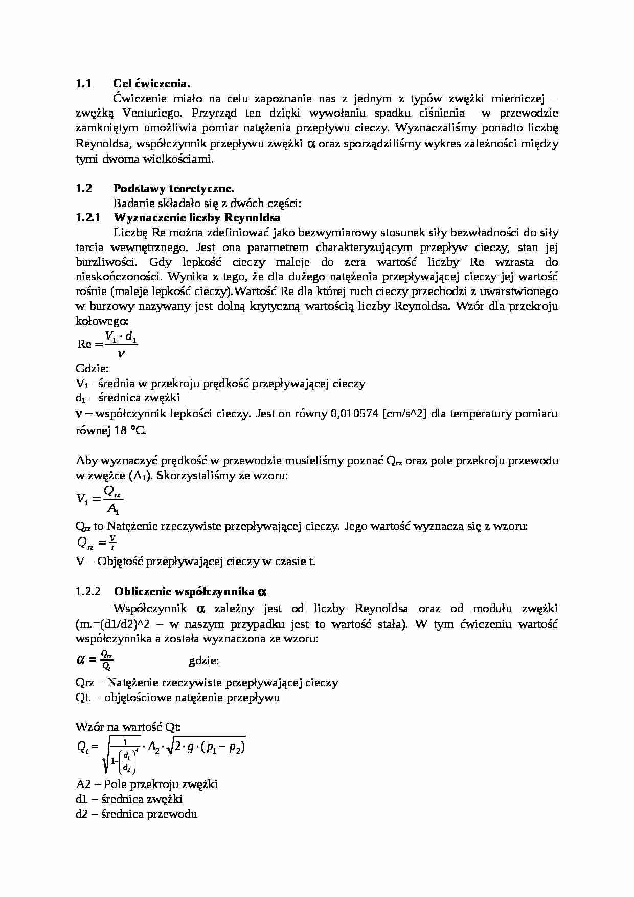 Zwężka Venturiego-opracowanie - strona 1