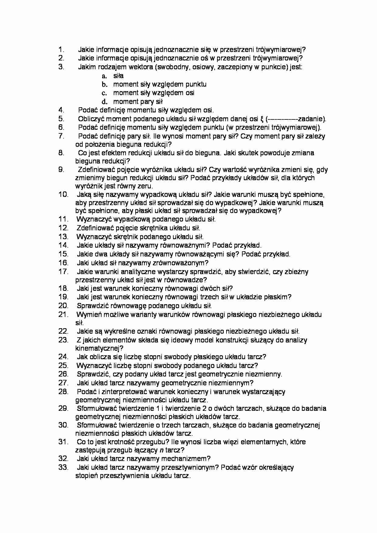 Mechanika ogólna-pytania - strona 1