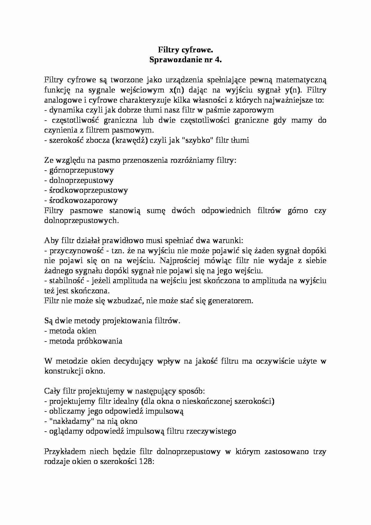  Filtry cyfrowe-sprawozdanie - strona 1