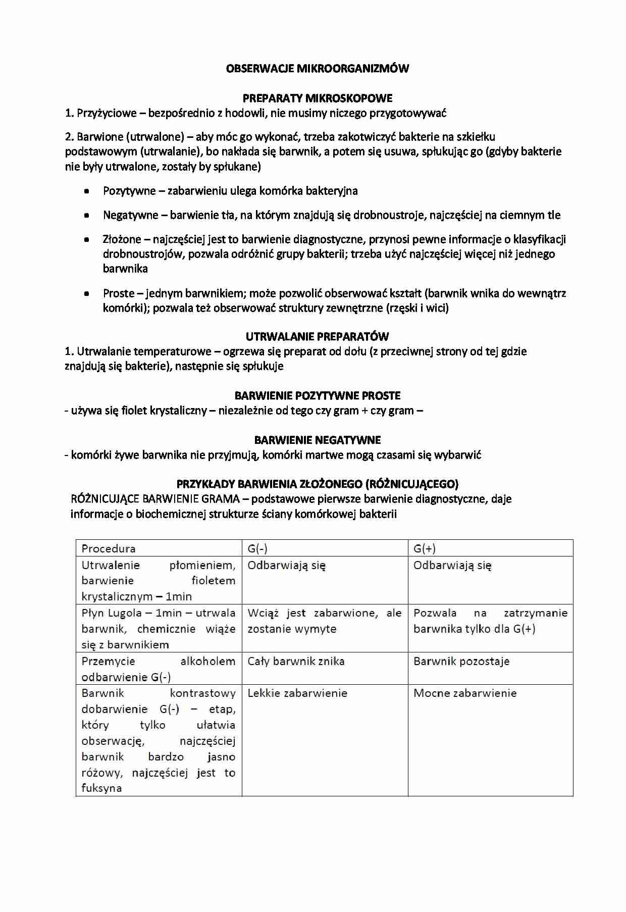 Obserwacje mikroorganizmów-opracowanie - strona 1