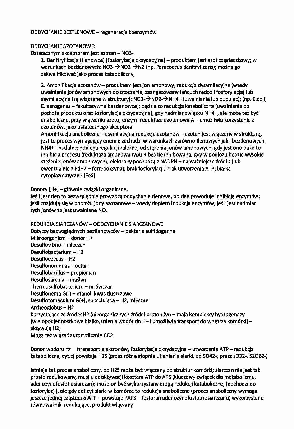 Oddychanie beztlenowe-opracowanie - strona 1