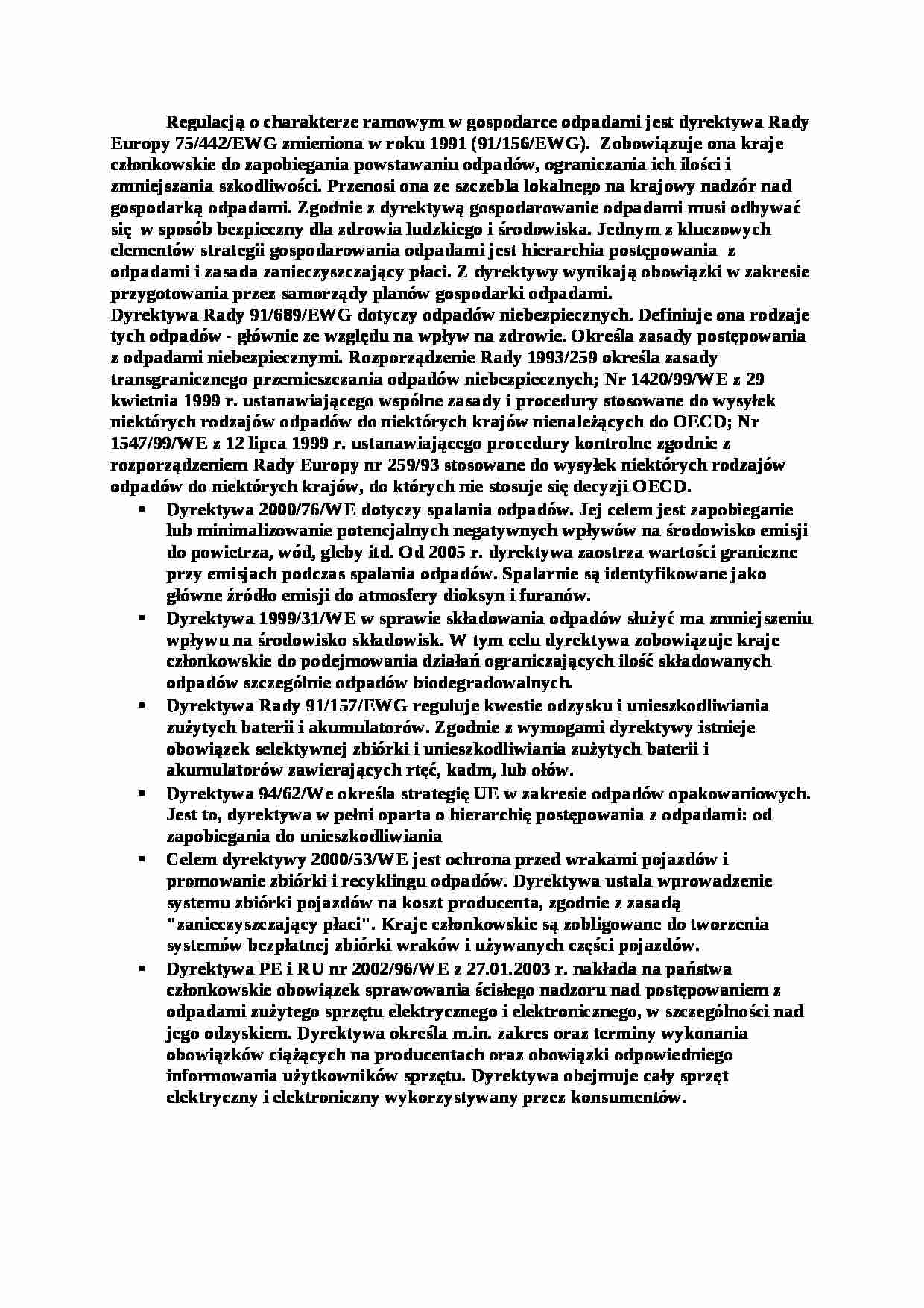 Gospodarka odpadami, normy prawne-opracowanie - strona 1