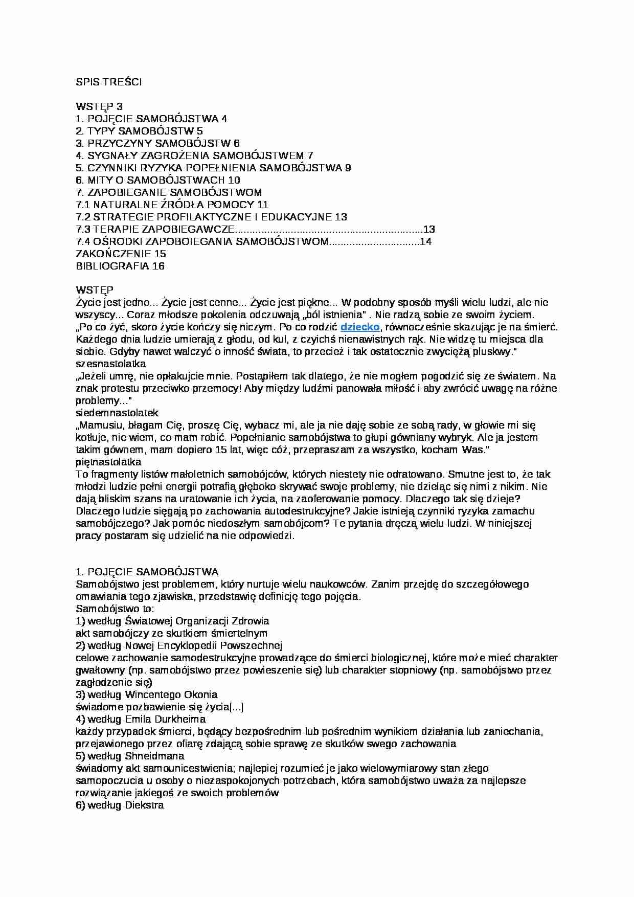 Samobójstwo - typy, przyczyny, czynniki ryzyka - strona 1