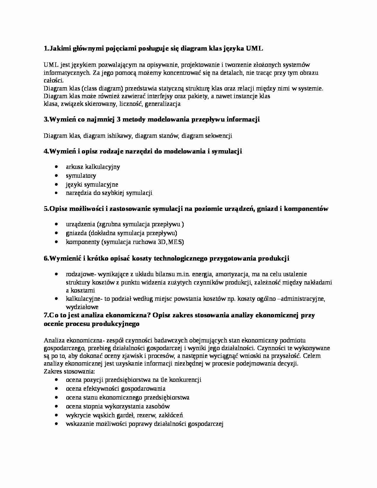Organizacja i optymalizacja procesów produkcyjnych-pytania na kolokwium - strona 1