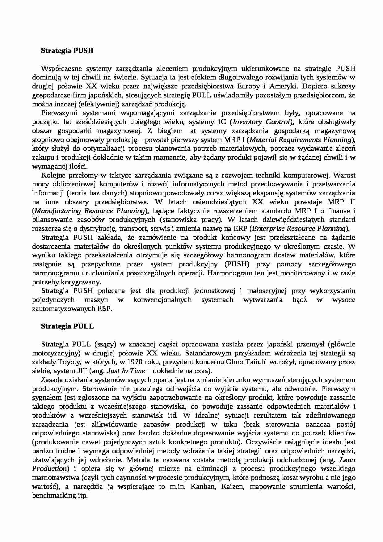 Strategia push, pull, squezee-opracowanie - strona 1