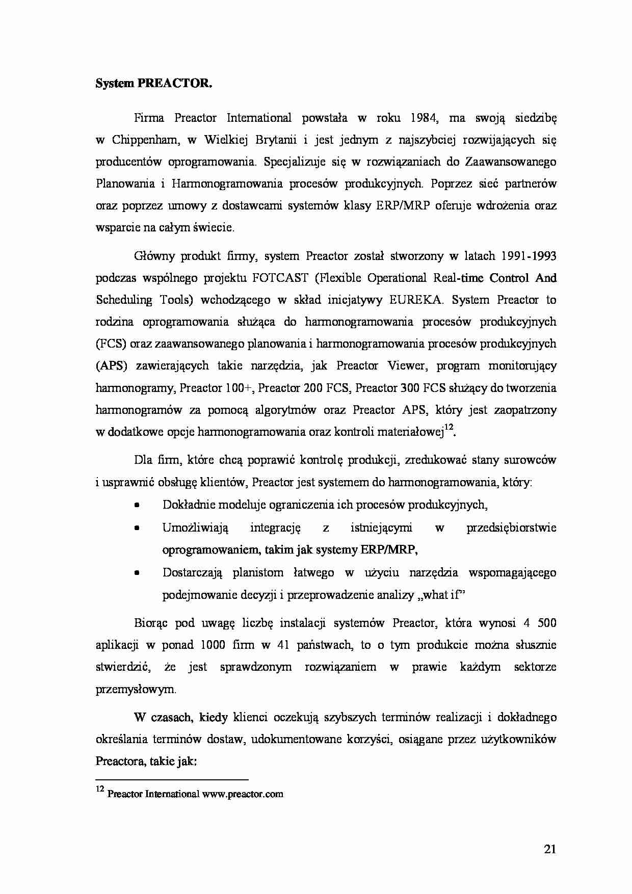 System PREACTOR-opracowanie - strona 1