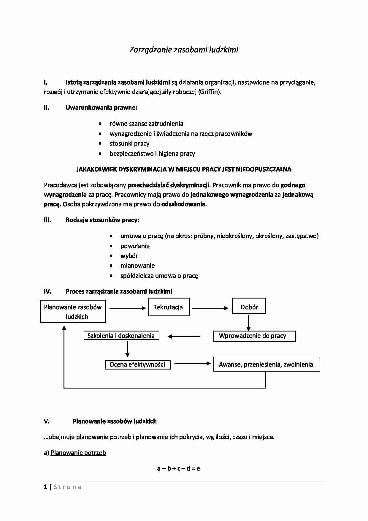 Zarządzanie zasobami ludzkimi-opracowanie - strona 1