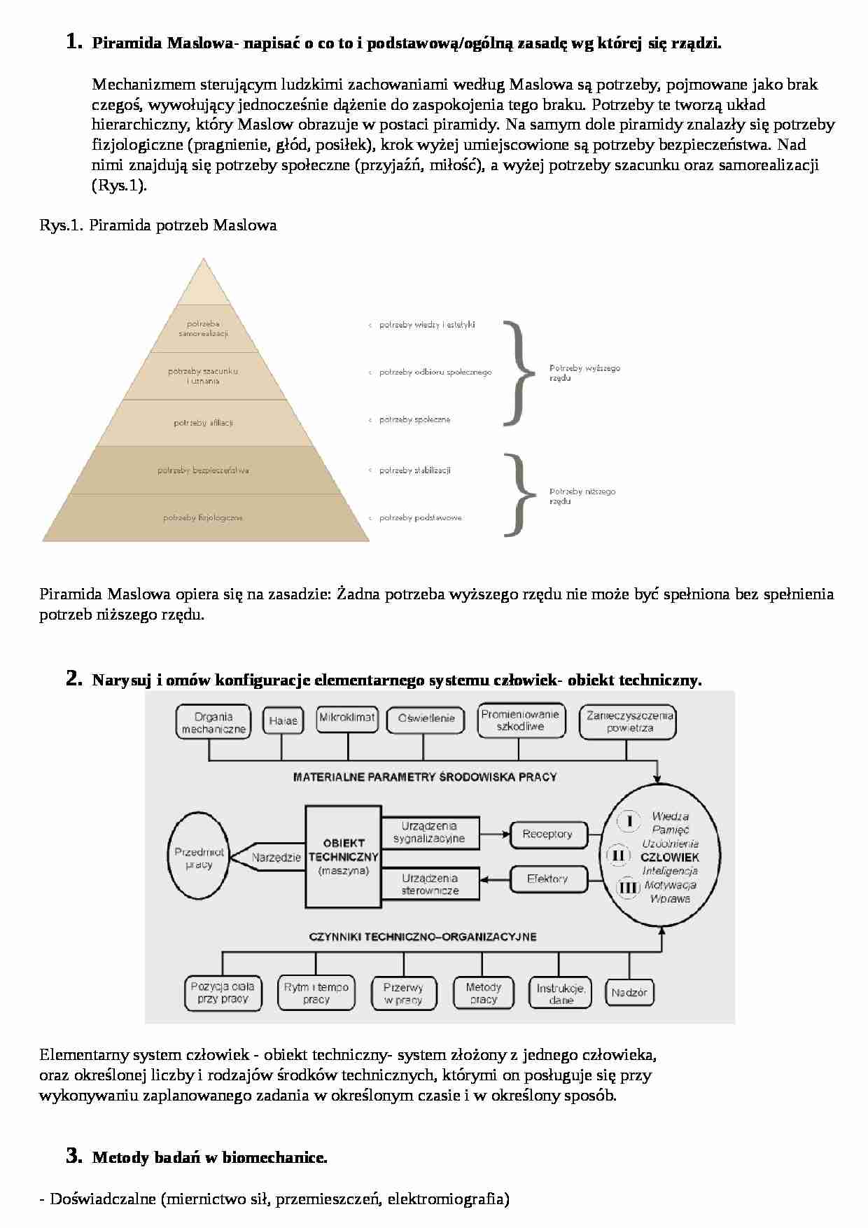 Bezpieczeństwo normowanie i ergonomia w organizacji pracy-pytania otwarte - strona 1