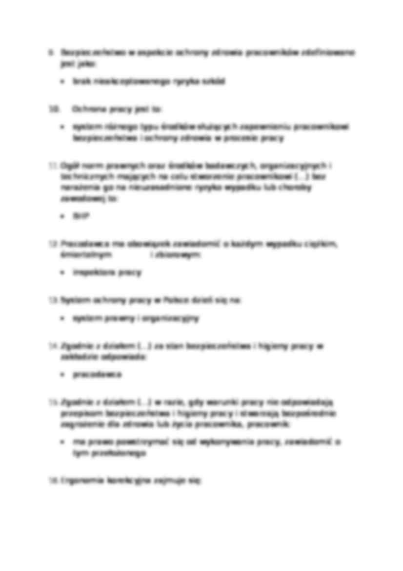 Bezpieczeństwo normowanie i ergonomia w organizacji pracy-pytania zamknięte  - strona 2